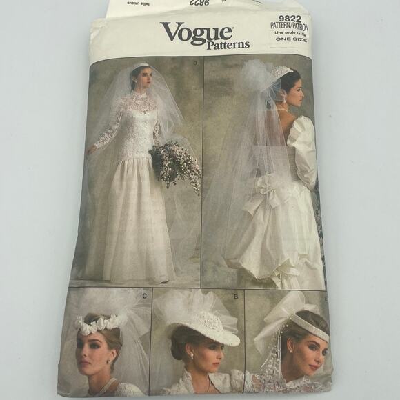 Vogue Vintage Pattern Bridal Veils Headpiece #9822 1987 Sewing - Picture 1 of 2